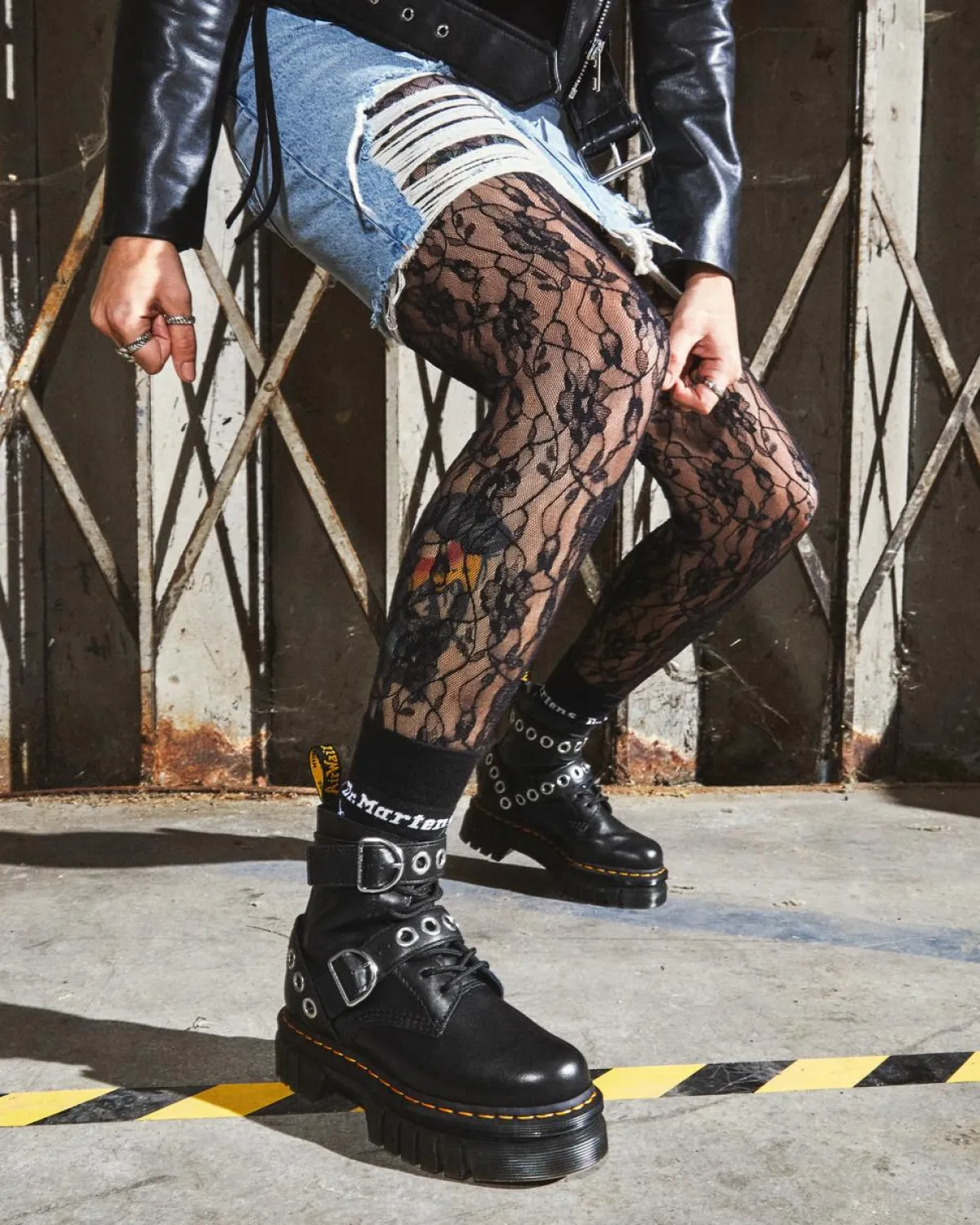 Hot Audrick Hardware Leren Platform Laarzen WOMENS Platform Laarzen