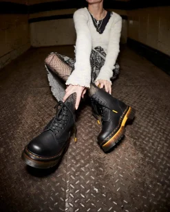 Discount Audrick Leren Platform Veterlaarzen met Contrasterende Zool WOMENS Veterlaarzen|Enkellaarzen