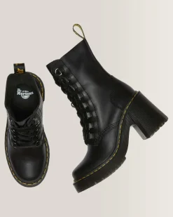 Store Chesney Leren Veterlaarzen met Uitlopende Hak WOMENS Hakken|Enkellaarzen