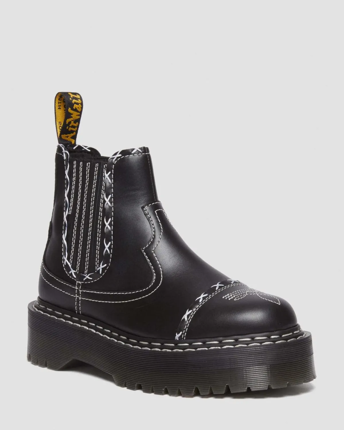 Clearance 2976 Contrasterende Steek Leren Chelsea Laarzen Originals|Nieuw Binnen