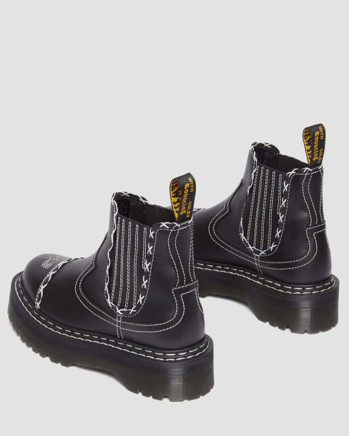 Clearance 2976 Contrasterende Steek Leren Chelsea Laarzen Originals|Nieuw Binnen