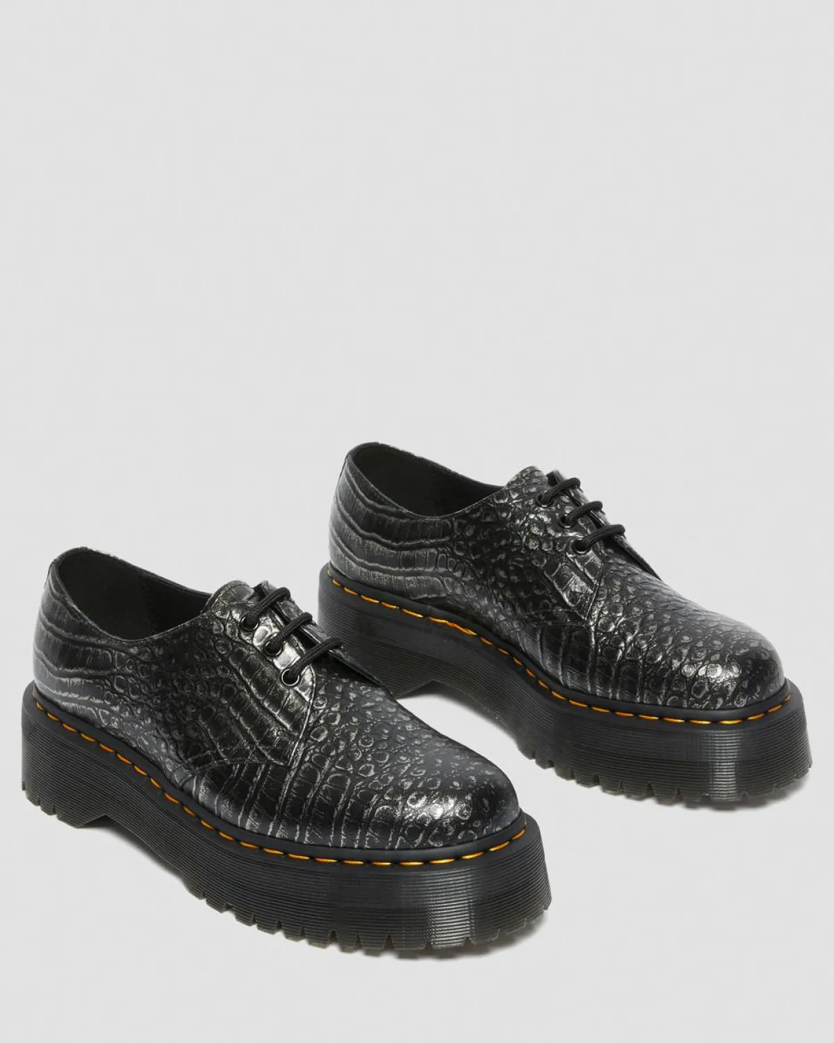 Flash Sale 1461 Croc Emboss Leren Platform Schoenen WOMENS Platform Schoenen