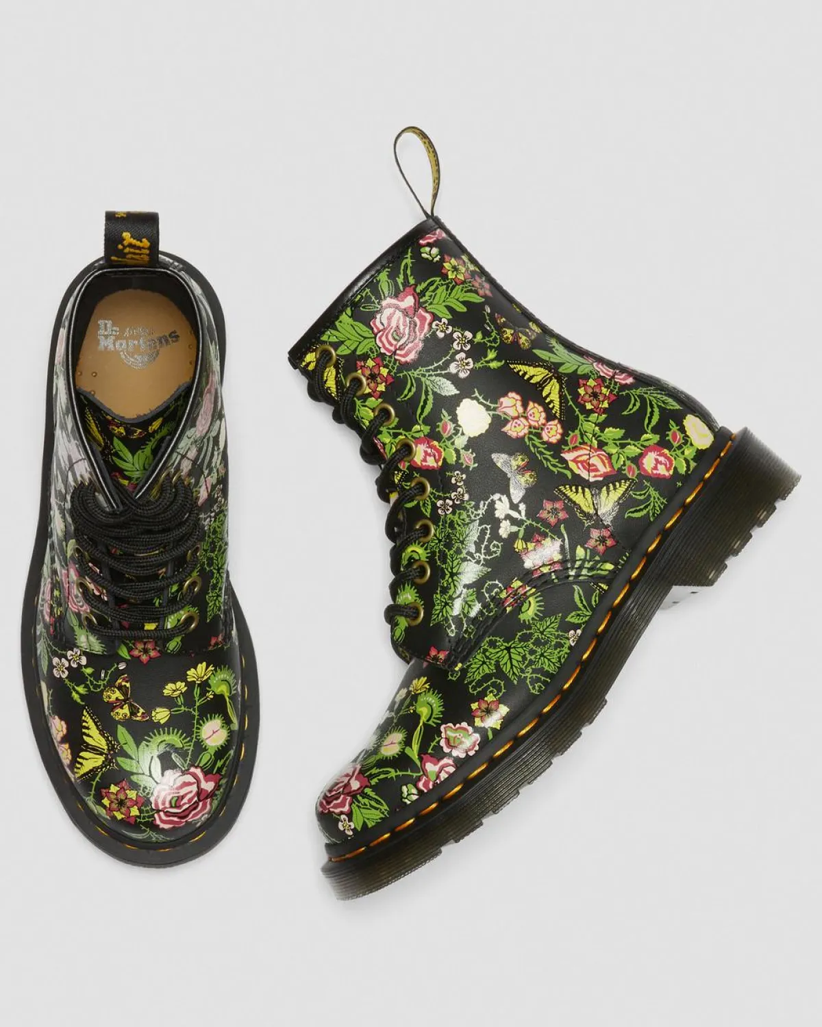 Cheap 1460 Dames Veterlaarzen met bloemenprint WOMENS Veterlaarzen
