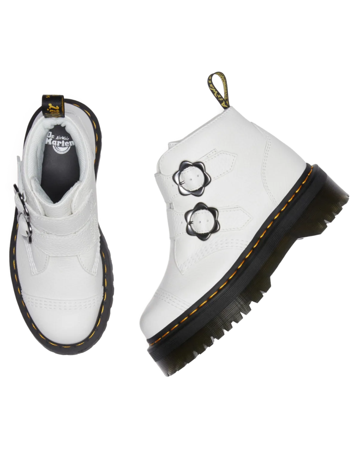 Cheap Devon Bloemengesp Gemalen Nappa Leren Platformlaarzen WOMENS Dames Sale|Zachte Leren Laarzen