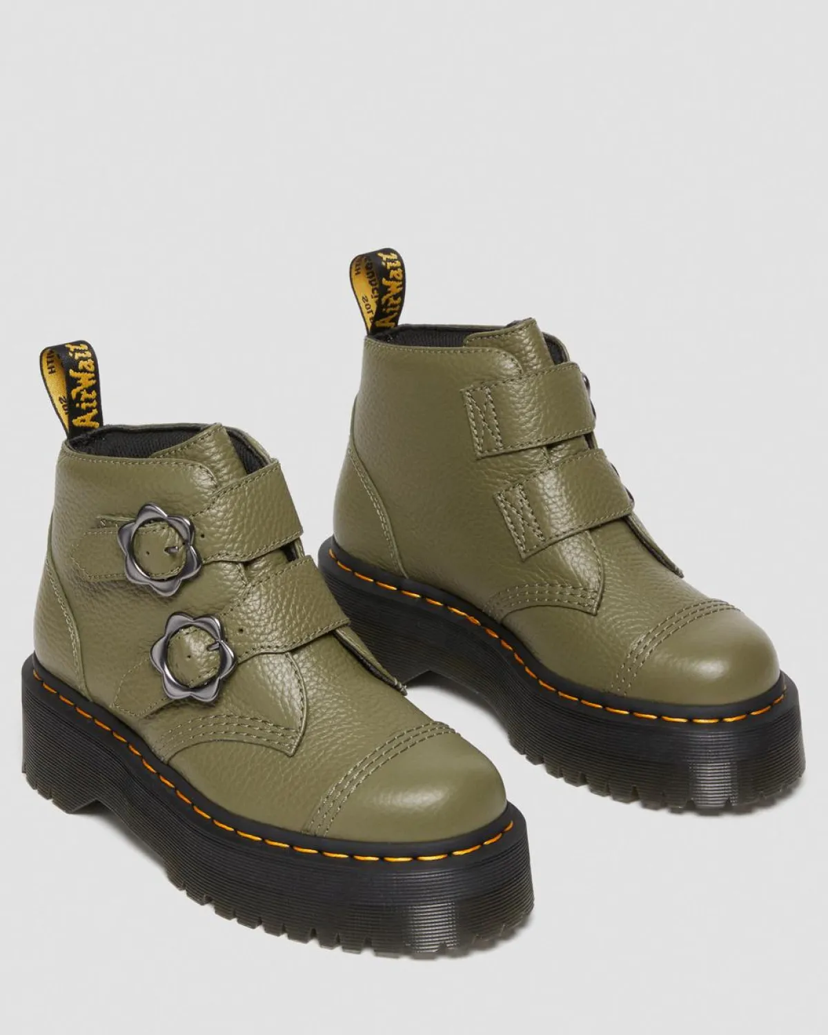 Fashion Devon Bloemengesp Gemalen Nappa Leren Platformlaarzen WOMENS Zachte Leren Laarzen