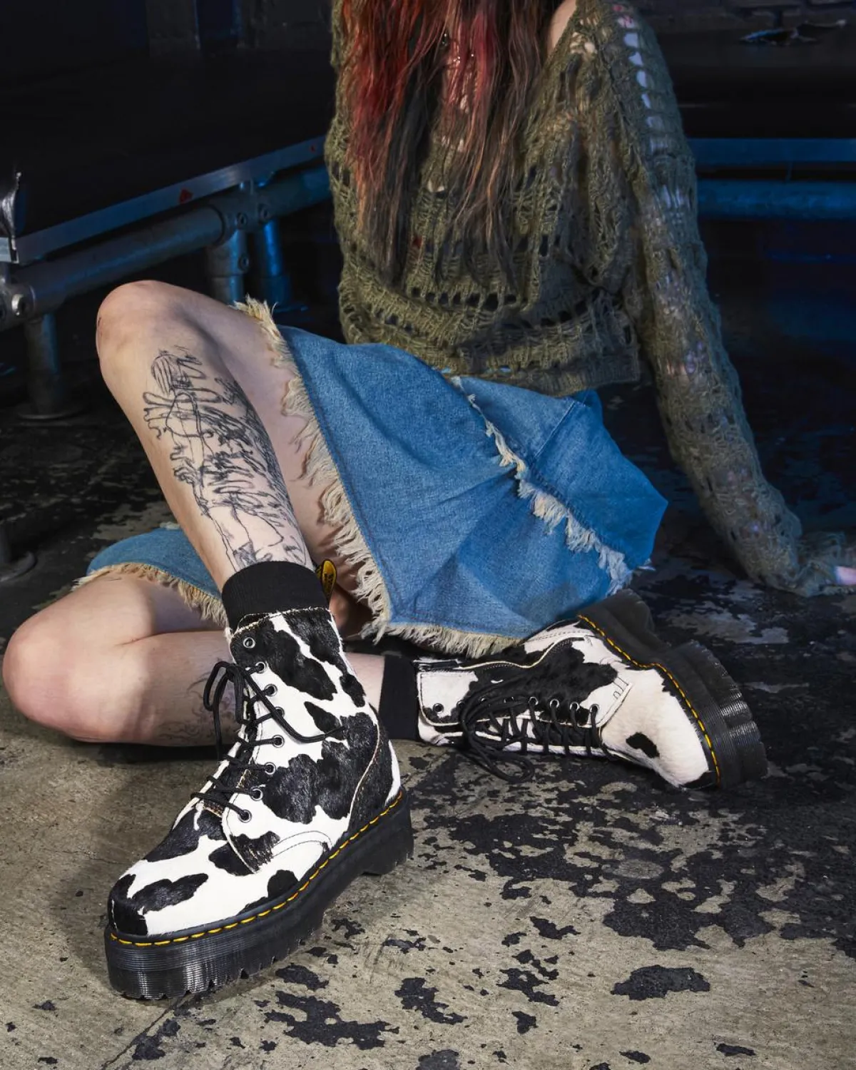 Store Jadon Hair-On Koeienprint Platform Laarzen MENS Heren Sale|Trending Stijlen