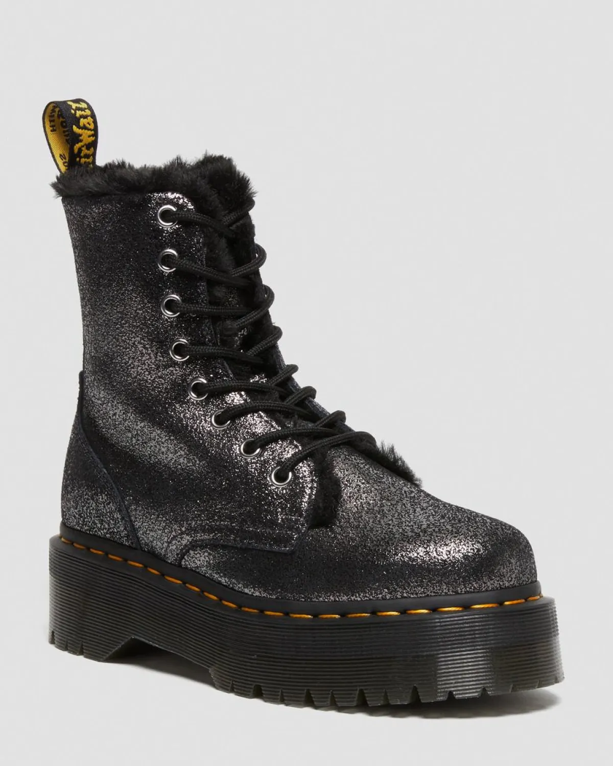 Shop Jadon Metallic Leren Platform Laarzen Met Imitatiebont Voering WOMENS Winterlaarzen|Veterlaarzen