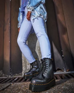 Shop Jadon Metallic Leren Platform Laarzen Met Imitatiebont Voering WOMENS Winterlaarzen|Veterlaarzen