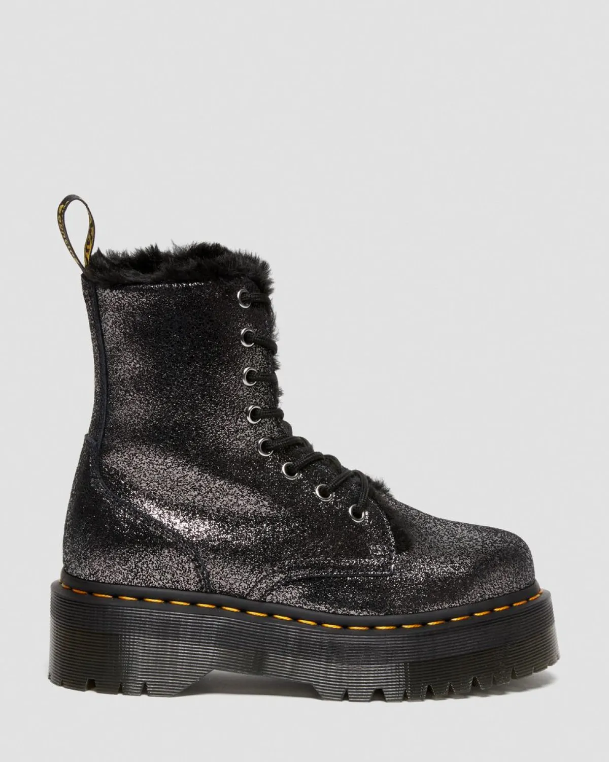 Shop Jadon Metallic Leren Platform Laarzen Met Imitatiebont Voering WOMENS Winterlaarzen|Veterlaarzen