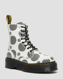 Hot Jadon Polka Dot Smooth Leren Platform Laarzen WOMENS Platform Laarzen|Enkellaarzen