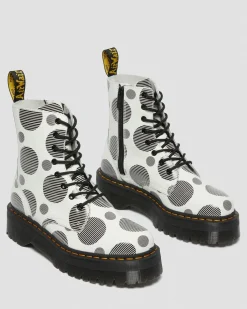 Hot Jadon Polka Dot Smooth Leren Platform Laarzen WOMENS Platform Laarzen|Enkellaarzen