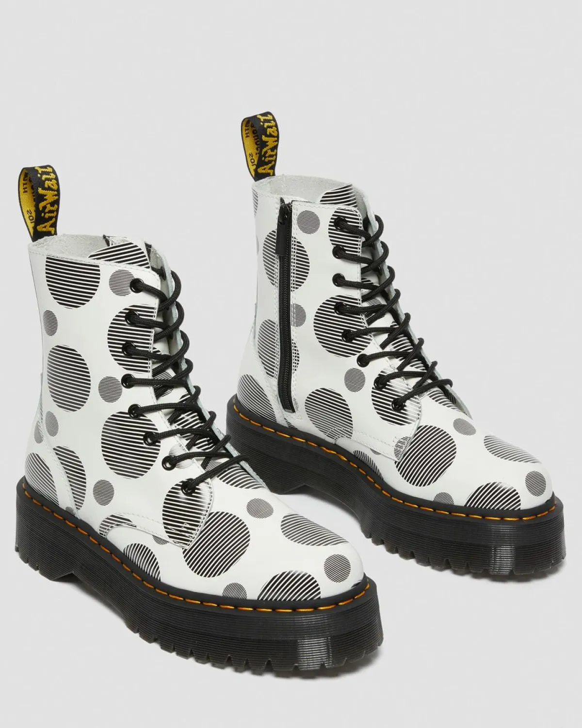 Hot Jadon Polka Dot Smooth Leren Platform Laarzen WOMENS Platform Laarzen|Enkellaarzen