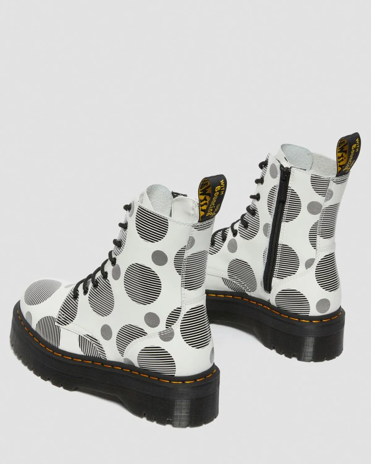 Hot Jadon Polka Dot Smooth Leren Platform Laarzen WOMENS Platform Laarzen|Enkellaarzen