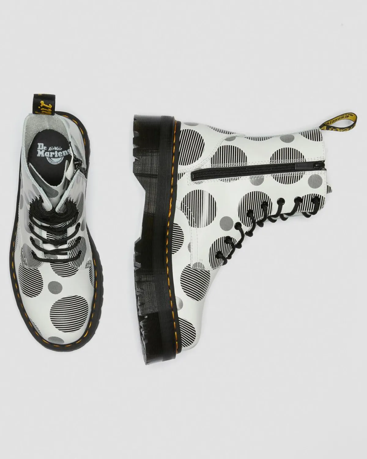 Hot Jadon Polka Dot Smooth Leren Platform Laarzen WOMENS Platform Laarzen|Enkellaarzen