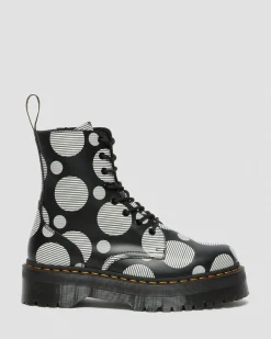 Clearance Jadon Polka Dot Smooth Leren Platform Laarzen WOMENS Platform Laarzen|Enkellaarzen