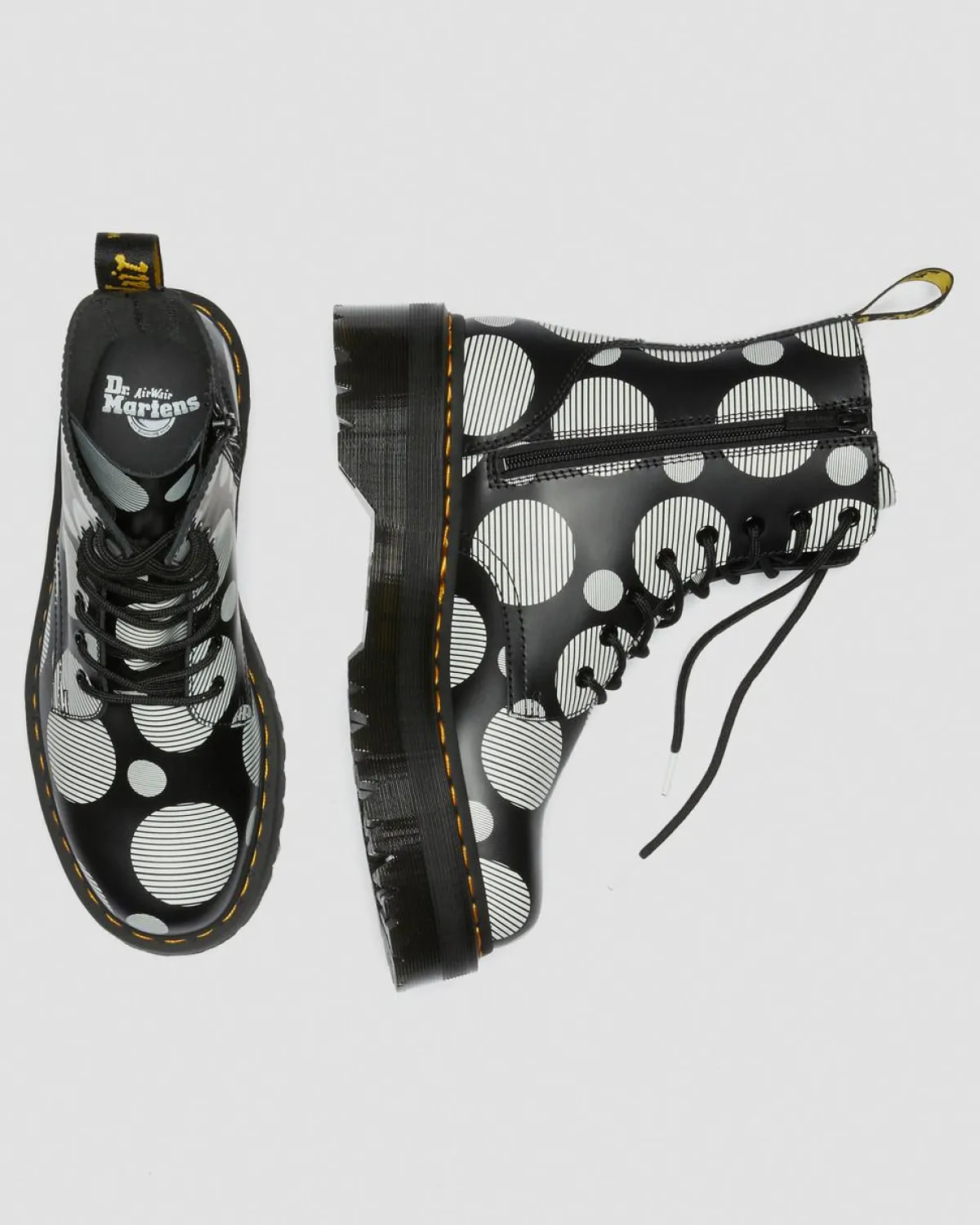 Clearance Jadon Polka Dot Smooth Leren Platform Laarzen WOMENS Platform Laarzen|Enkellaarzen