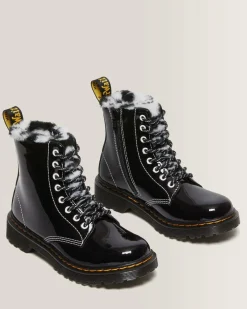 Cheap Junior 1460 Serena Lak met Imitatiebont Gevoerde laarzen Sale Voor Kinderen