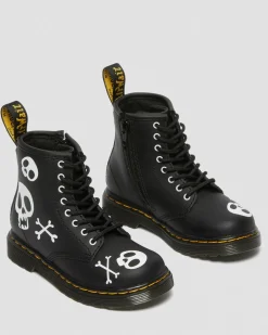 New Junior 1460 Skull & Bones snørestøvler i læder Sale Voor Kinderen