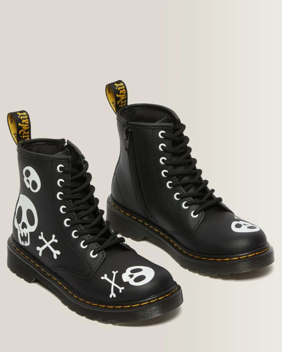 Cheap Junior 1460 Skull & Bones snørestøvler i læder Sale Voor Kinderen