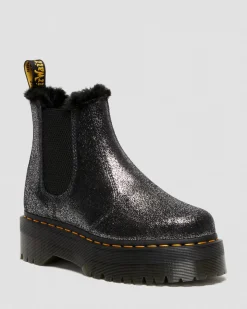 New 2976 Metallic Platform Chelsea Laarzen Met Imitatiebont Voering WOMENS Dames Sale|Winterlaarzen