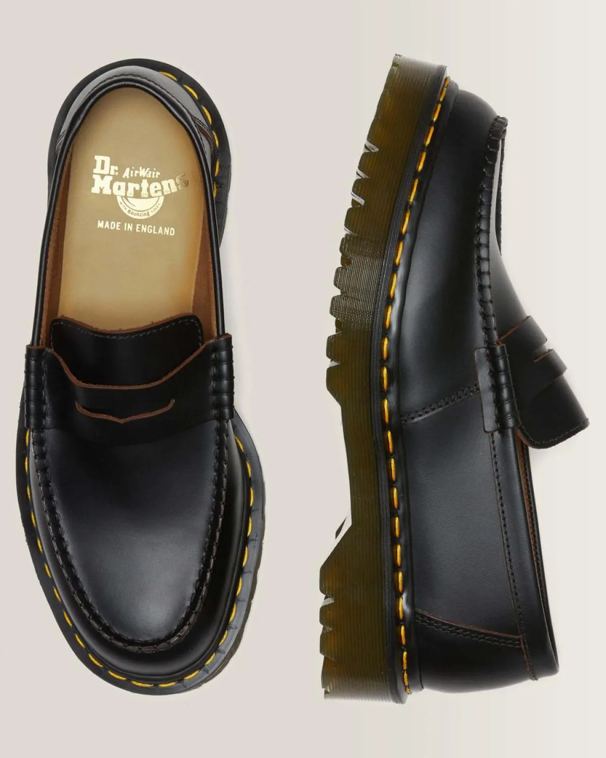 Shop Penton Bex Gele Steek Quilon Leren Loafers UNISEX Made In England|Made In England Schoenen