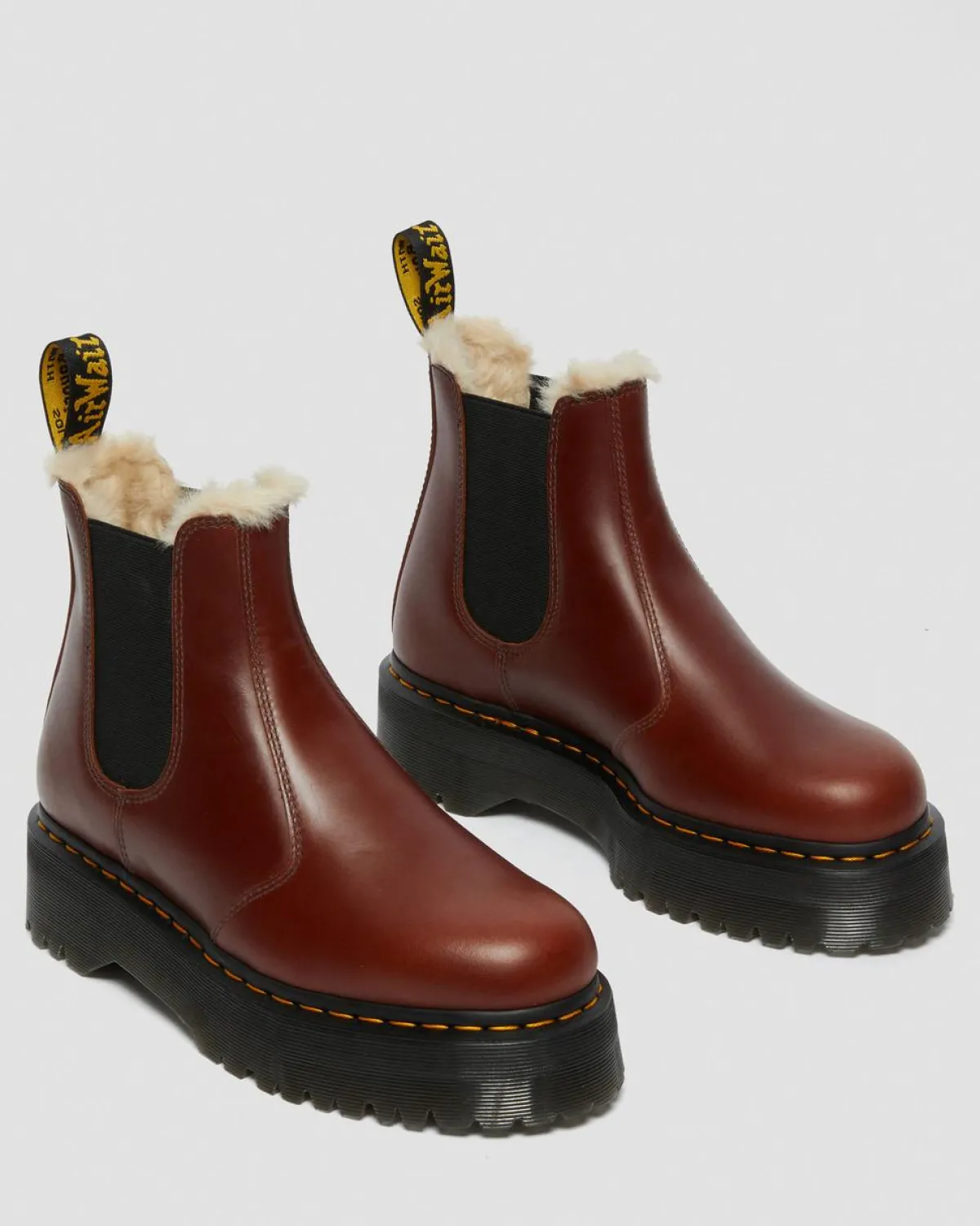 Cheap 2976 Quad Imitatiebont Gevoerde Platform Laarzen WOMENS Enkellaarzen|Platform Laarzen
