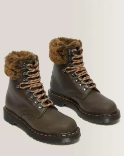 Store 1460 Serena Collar Imitatiebont Gevoerde Enkellaarzen UNISEX Veterlaarzen|Enkellaarzen