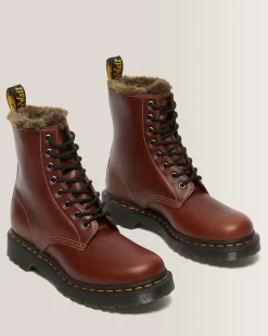 Outlet 1460 Serena Imitatiebont Gevoerde Enkellaarzen UNISEX Dames Sale|Laarzen