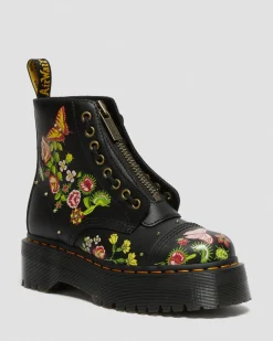 Hot Sinclair Leren Platform Laarzen met bloemenprint WOMENS Platform Laarzen