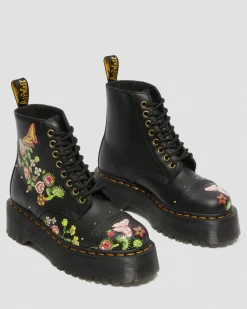 Hot Sinclair Leren Platform Laarzen met bloemenprint WOMENS Platform Laarzen