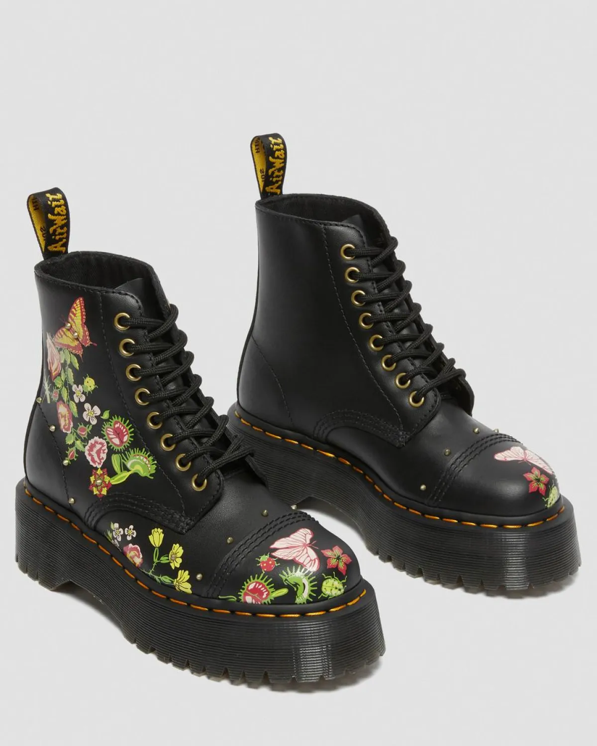 Hot Sinclair Leren Platform Laarzen met bloemenprint WOMENS Platform Laarzen