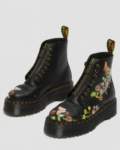 Hot Sinclair Leren Platform Laarzen met bloemenprint WOMENS Platform Laarzen