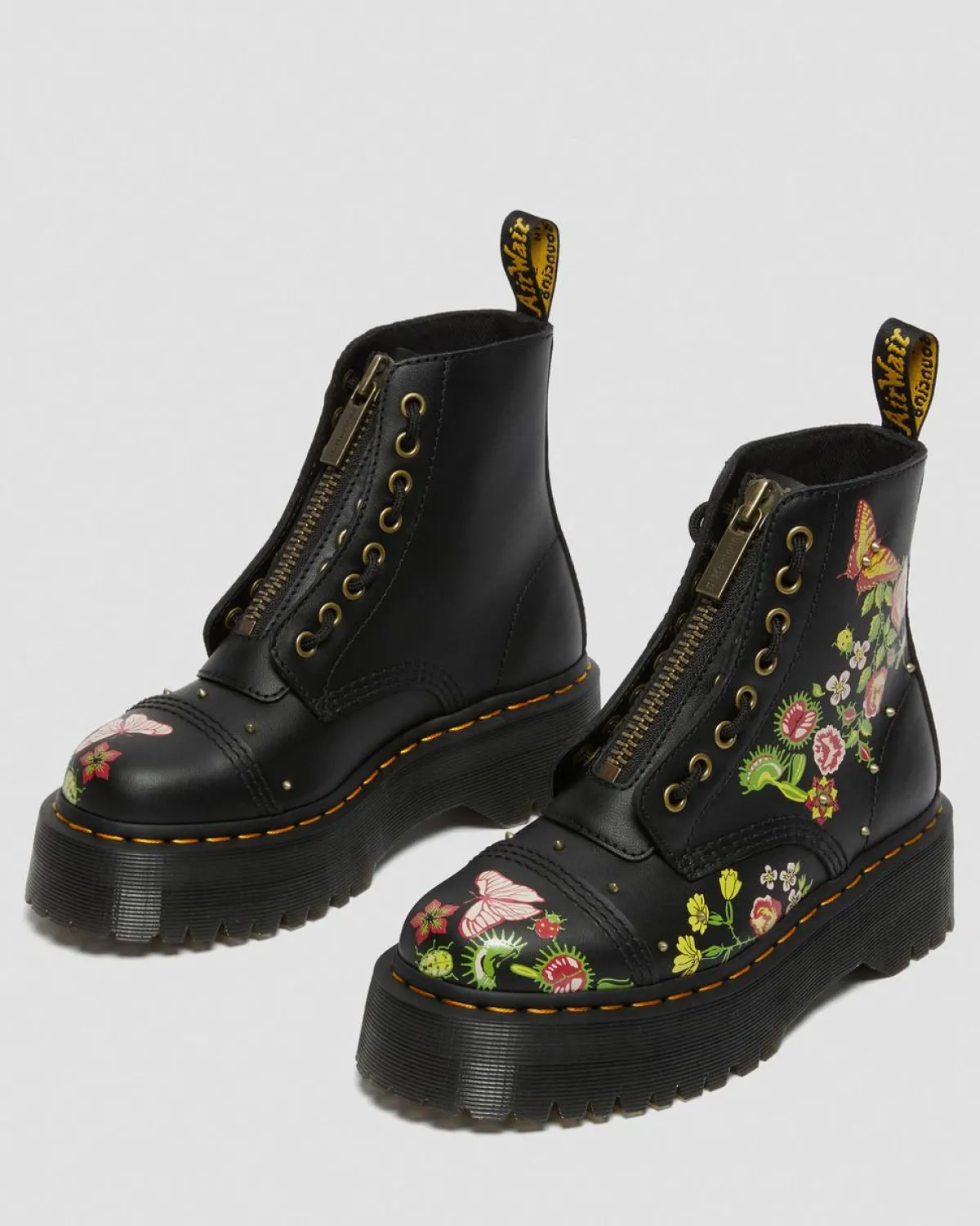 Hot Sinclair Leren Platform Laarzen met bloemenprint WOMENS Platform Laarzen