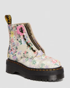 Store Sinclair Leren Platform Laarzen Met Mash Up Bloemenprint UNISEX Veterlaarzen|Enkellaarzen