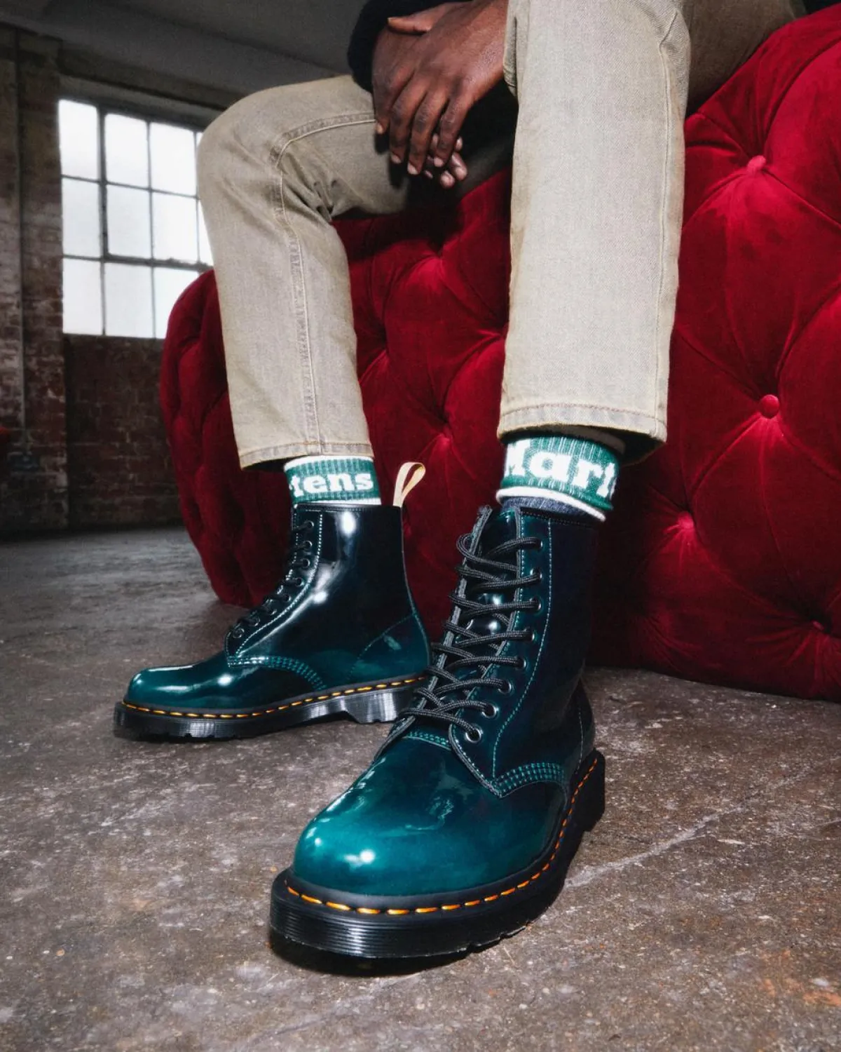 Outlet Vegan 1460 Glanzende Veterlaarzen UNISEX Heren Sale|Laarzen