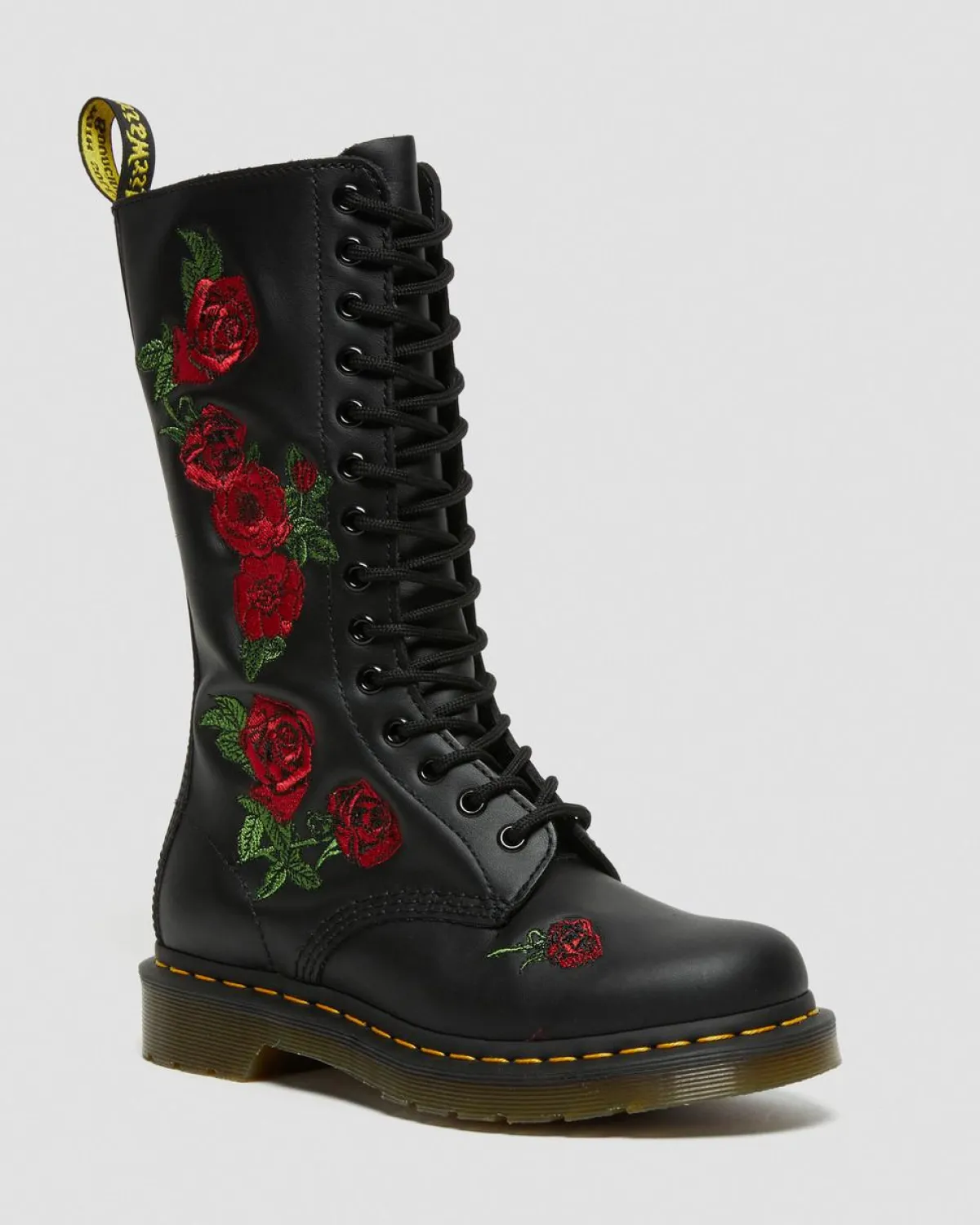 Fashion 1914 Vonda Rose Leren Veterlaarzen met Bloemenprint UNISEX Hoge Laarzen|Winterlaarzen