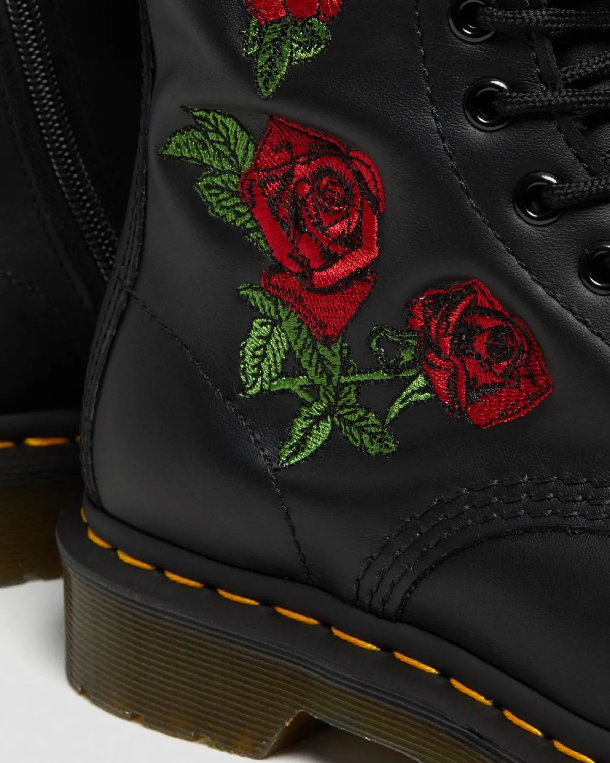 Fashion 1914 Vonda Rose Leren Veterlaarzen met Bloemenprint UNISEX Hoge Laarzen|Winterlaarzen