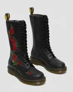 Fashion 1914 Vonda Rose Leren Veterlaarzen met Bloemenprint UNISEX Hoge Laarzen|Winterlaarzen