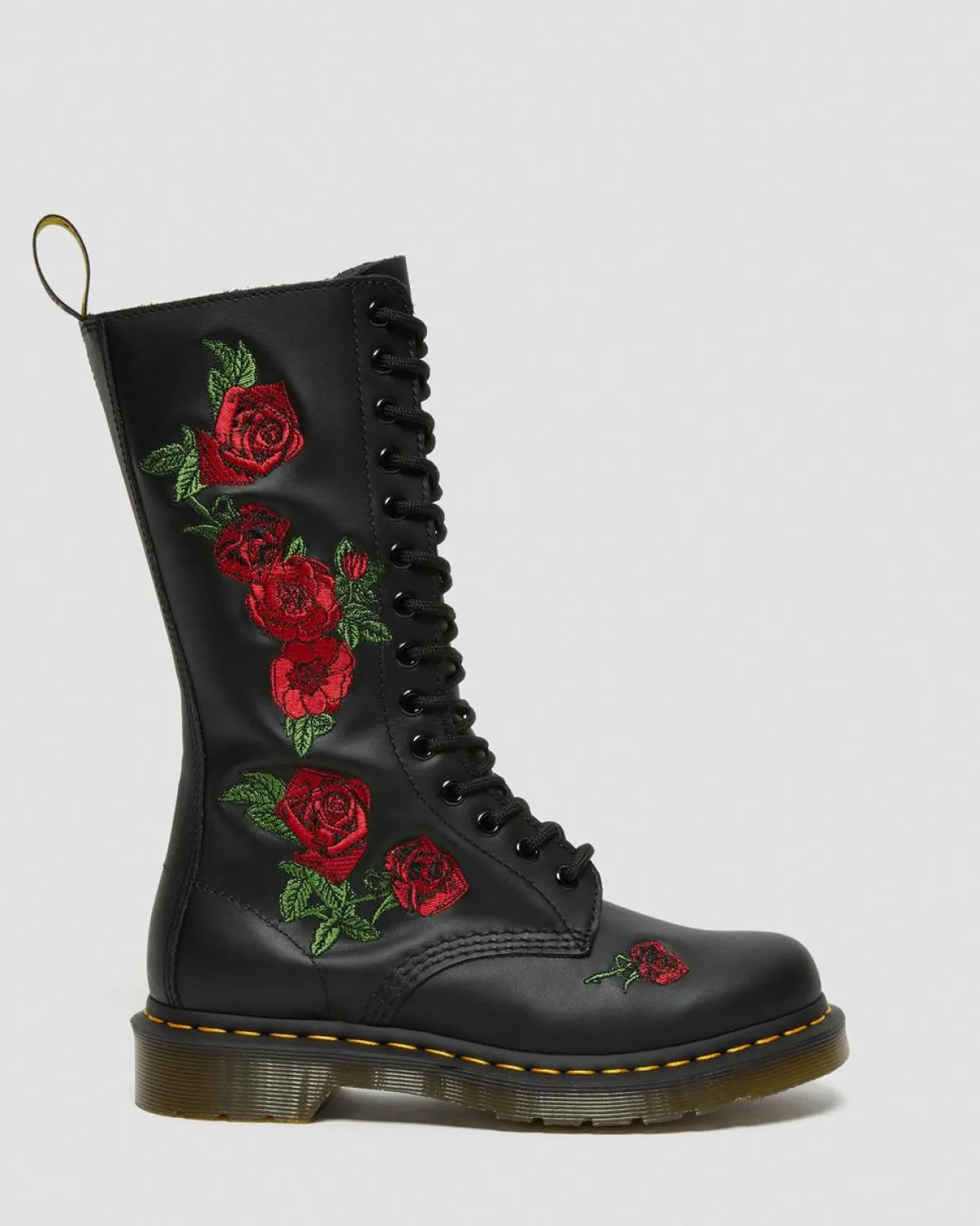 Fashion 1914 Vonda Rose Leren Veterlaarzen met Bloemenprint UNISEX Hoge Laarzen|Winterlaarzen
