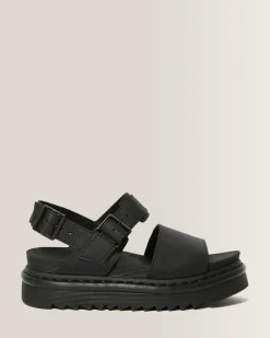 Outlet Voss Hydro Leren Sandalen met Band WOMENS Platform Sandalen|Zwarte Sandalen