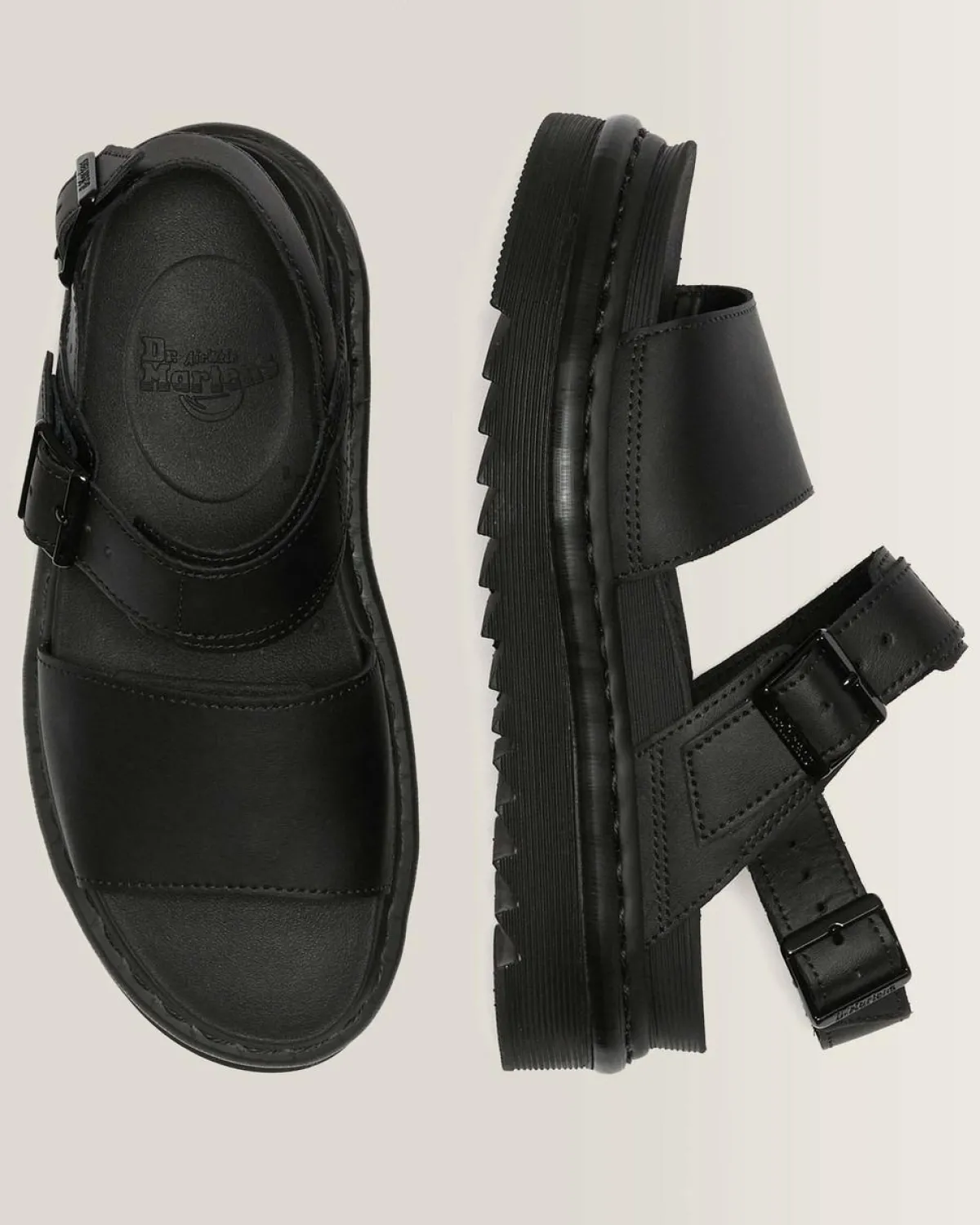 Outlet Voss Hydro Leren Sandalen met Band WOMENS Platform Sandalen|Zwarte Sandalen